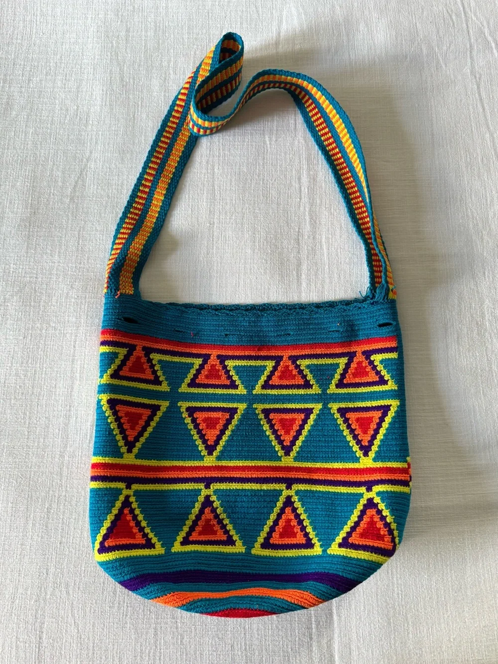 Crochet Tapestry Woven Crossbody Bucket Bag